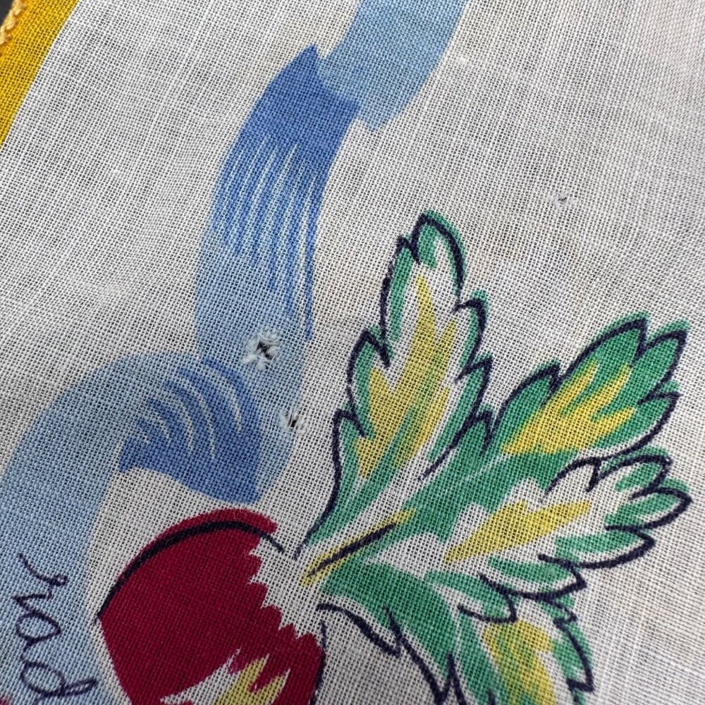 Vintage Childs Handkerchief Easter Bunny Veggies Mid Century Kitschy Hankie - Picture 5 of 8